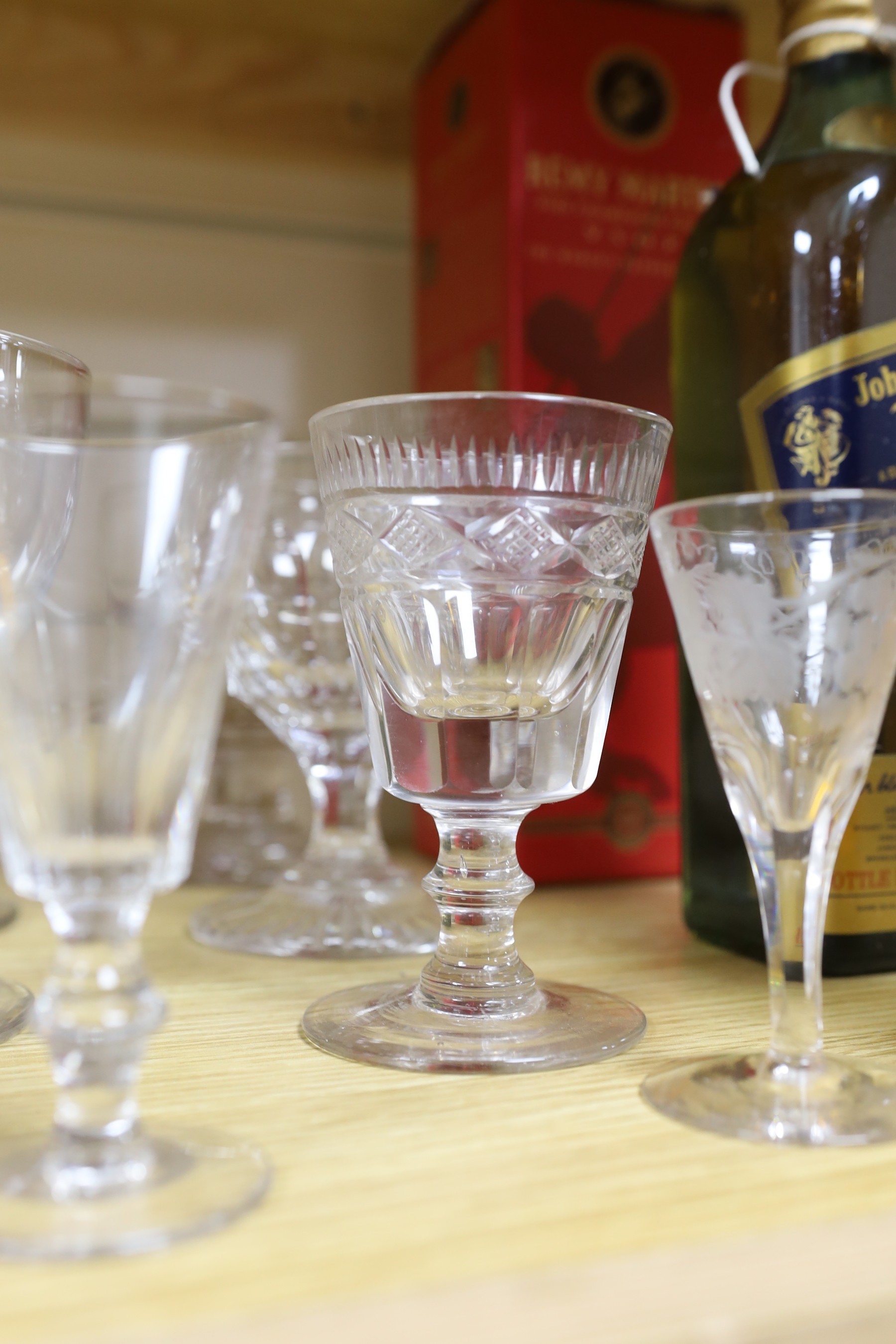 A group of Georgian glass rummers and other drinking glasses